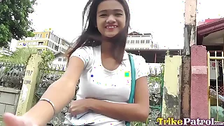 Young Super tiny Asian filipina beauty in sexy lowering pantyhose fucked primarily all fours